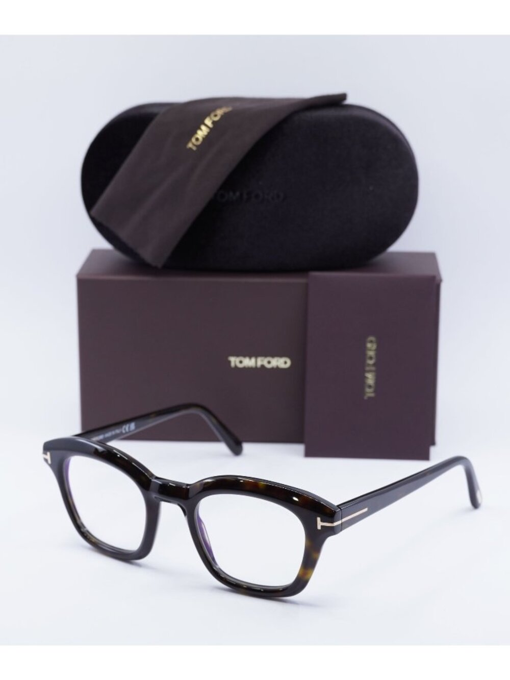 Tom Ford FT5961-B 052 Oval Eyeglasses 49mm - Havana / Blue Light Block
